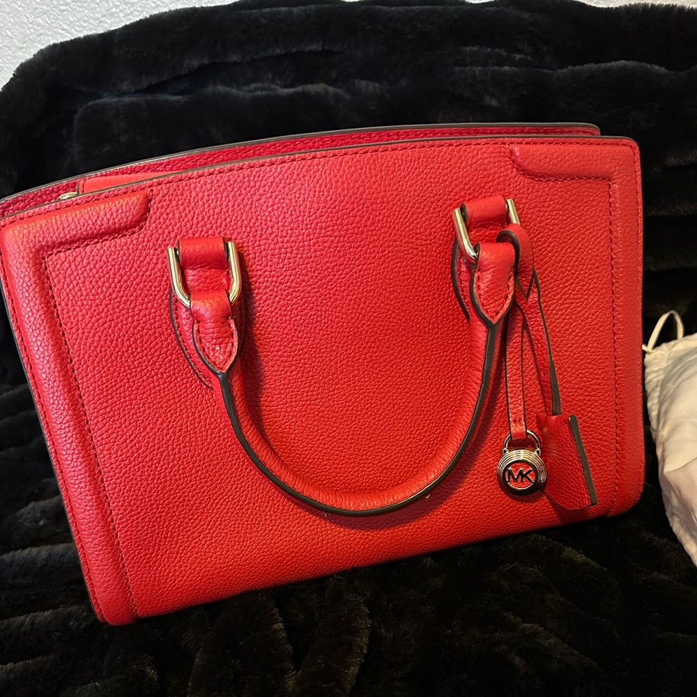 Michael Kors Red Pebble Leather Handbag